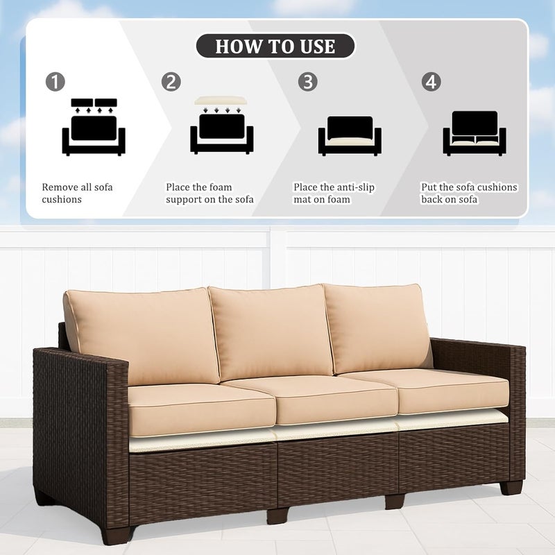 HAVARGO Couch Cushion Support for Outdoor Sagging Seat 20x20x2 Inches Couch Supports for Sagging Cushions, Quick-Drying and High Density Foam Sofa Cushion Support with Anti Slip Mesh Fabric Set of 1 - Image 5